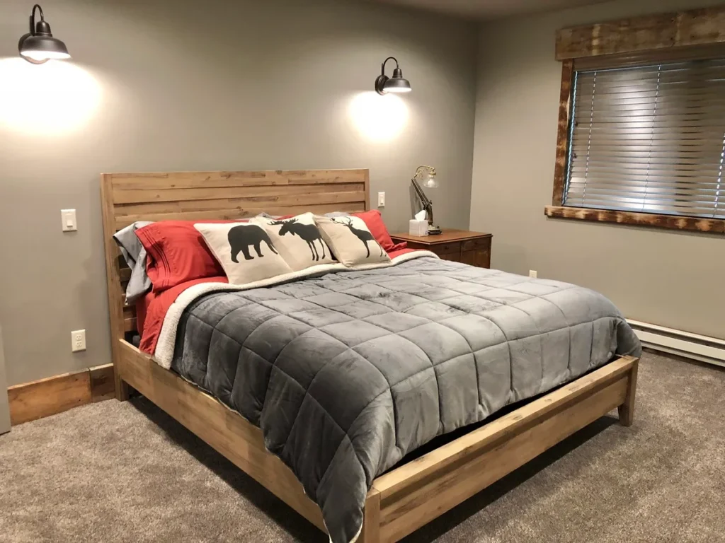Rustic industrial interior design in a cabin setting by Lisa Marie Design Co.