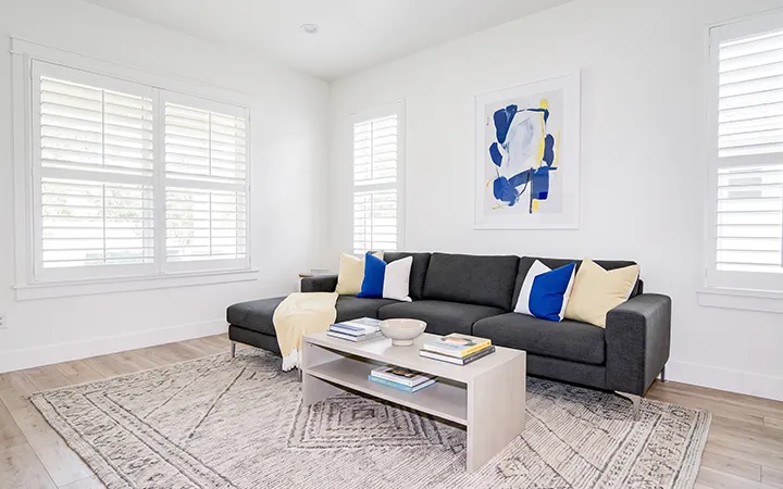 Contemporary interior design style with clean lines and minimalist decor.