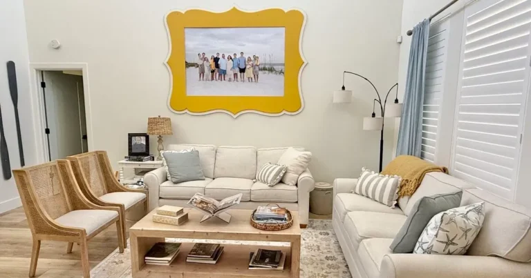Coastal interior design living room by Lisa Marie Design Co. in Sarasota, Florida